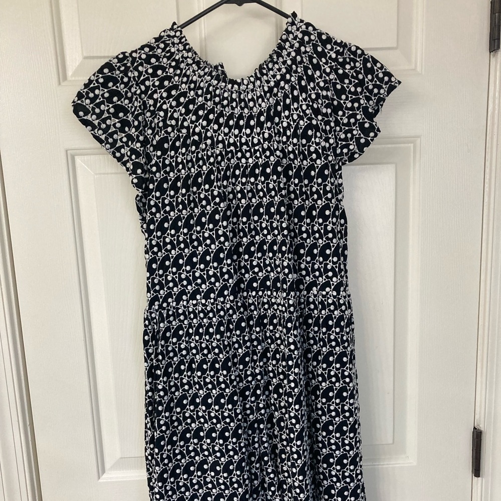 Loft black dress with white lace detail